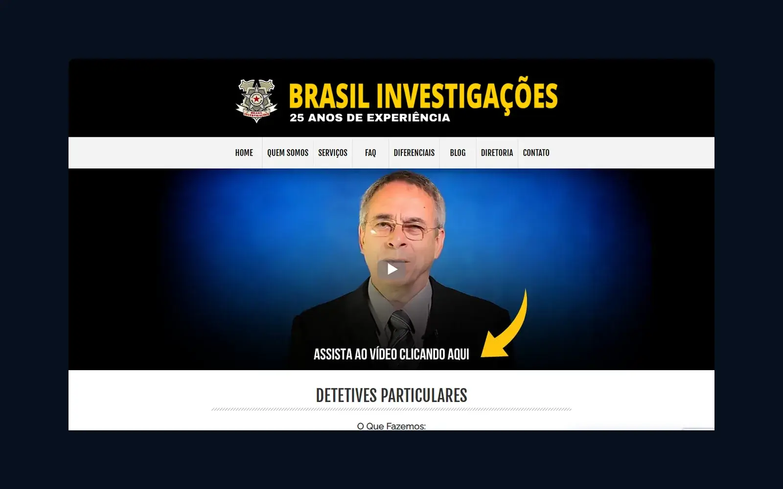 Site de BR Detetive Particular em janela de navegador