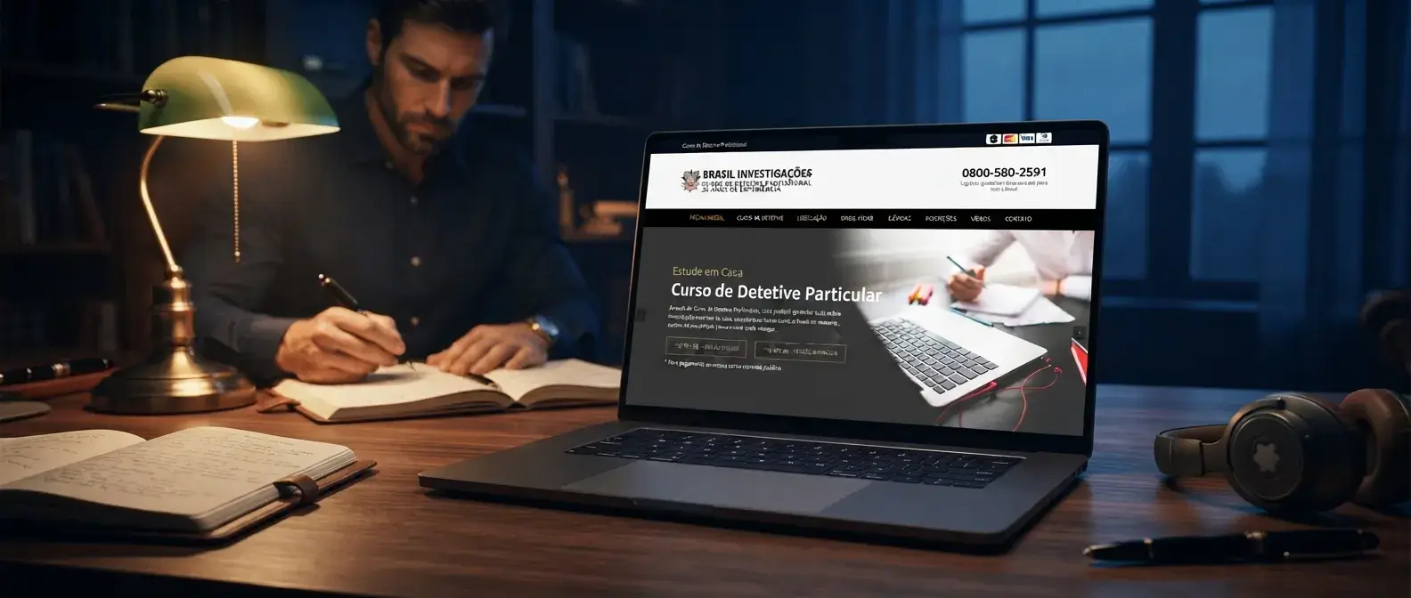 Site de Curso Detetive Online em uso no ambiente do negócio
