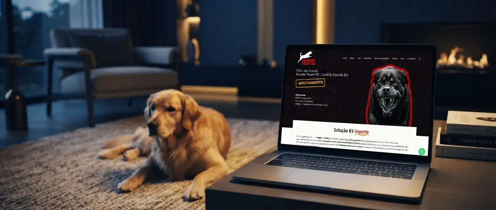 Site de Master Team K9 em uso no ambiente do negócio