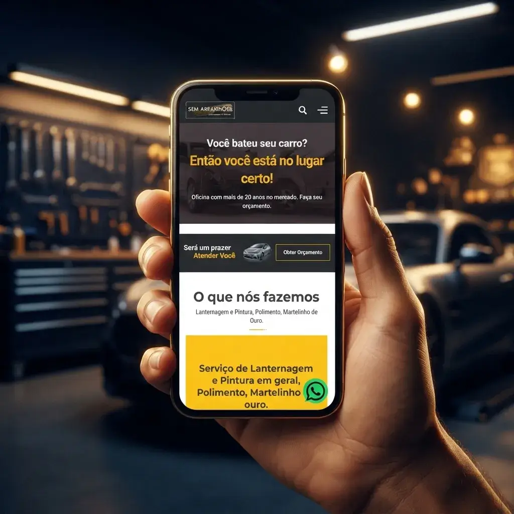 Versão mobile do site de Sem Arranhões em uso