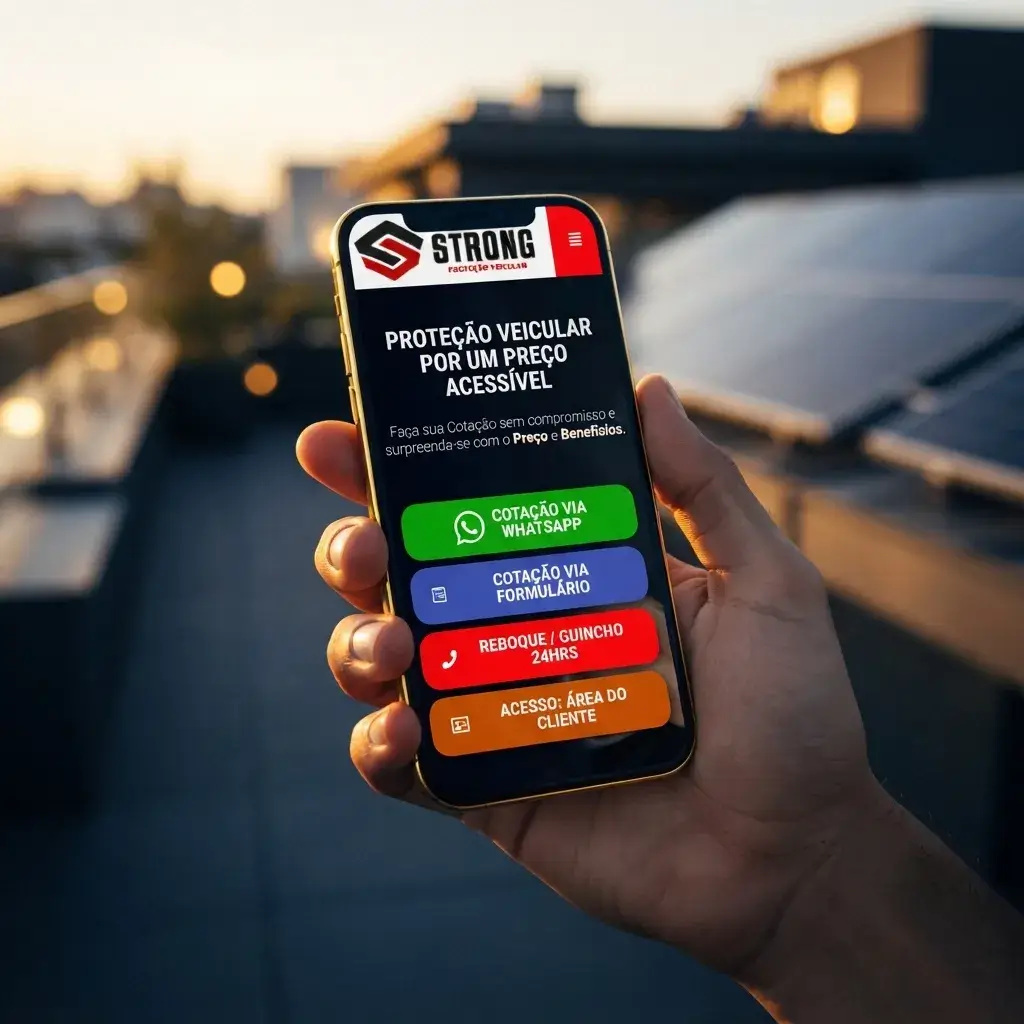 Versão mobile do site de Strong PV em uso